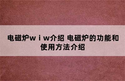 电磁炉wⅰw介绍 电磁炉的功能和使用方法介绍